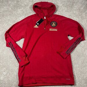 Adidas Mens M Red Atlanta United FC Football MLS Soccer 1/4 Zip Hoodie NWT